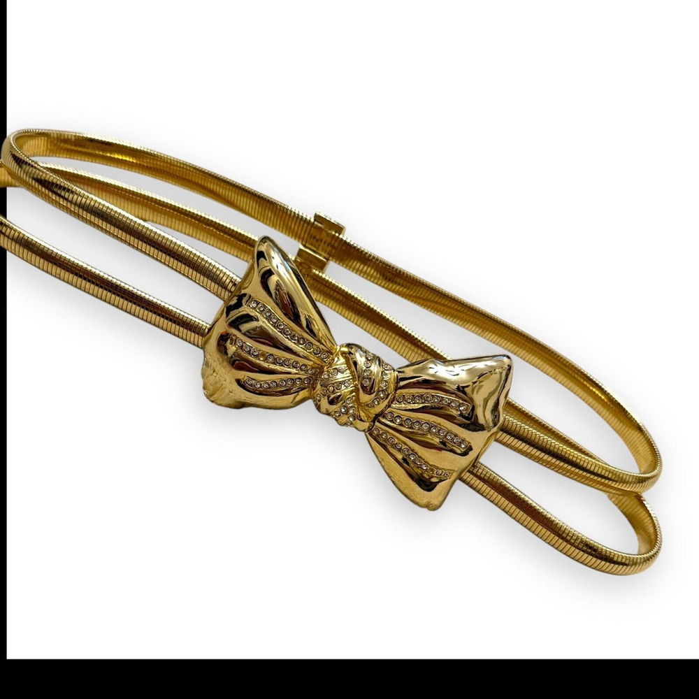 Accessocraft NYC Gold Tone Chain Belt Bow 23-28"‎